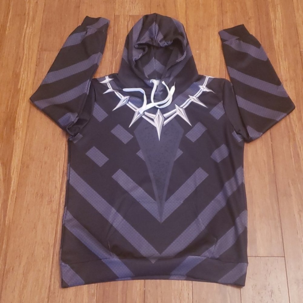 Unisex Black Panther Logo Hoodie Pullover Sweatshirt with Drawstring- Size L/XL